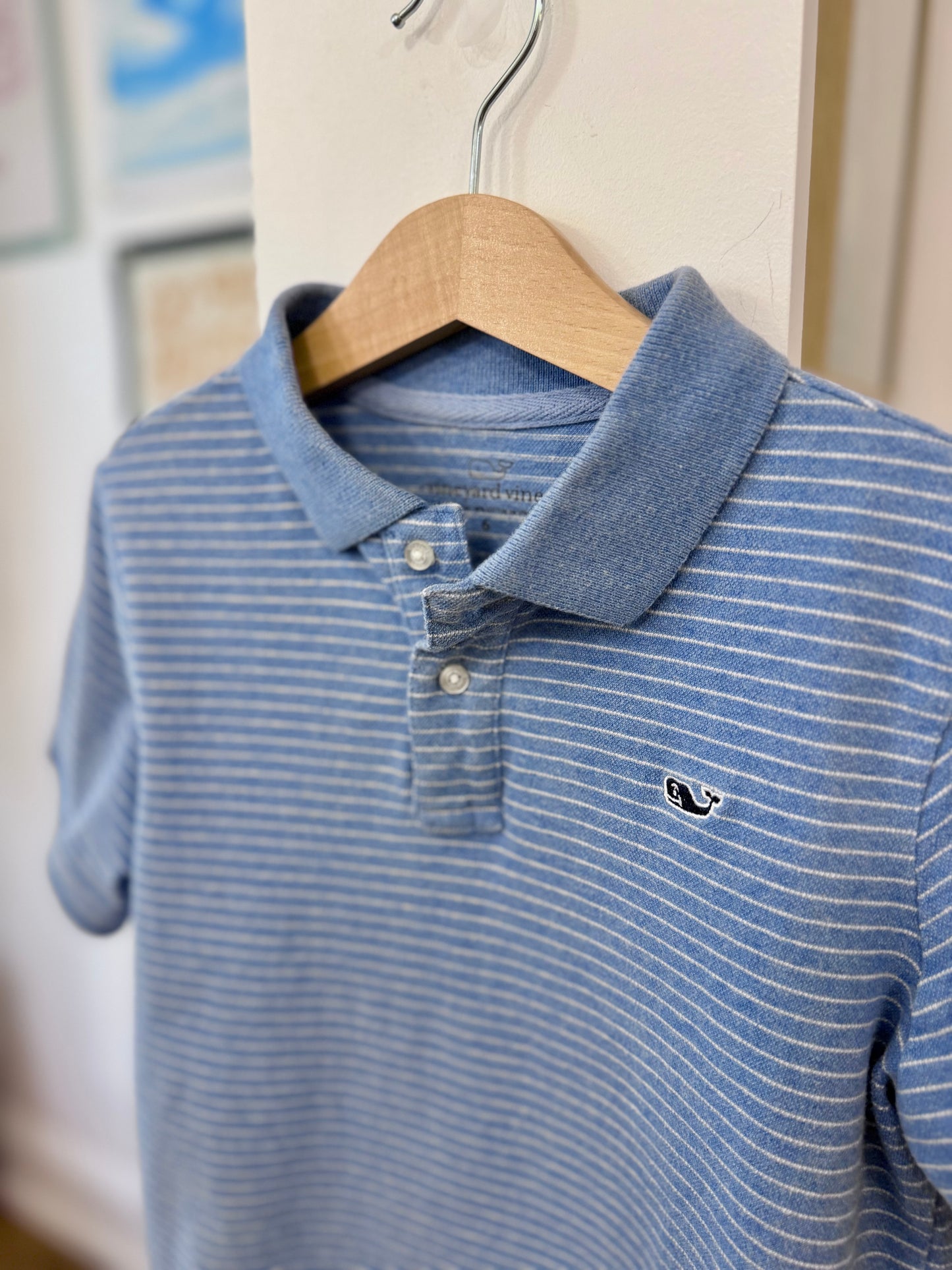6, Vineyard Vines, Blue, Two-toned striped polo shirt