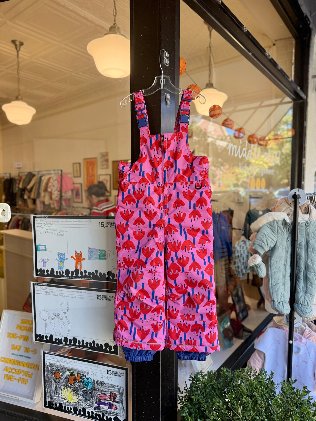 4/4T, Hanna Andersson, Pink, Red/blue floral snow bib