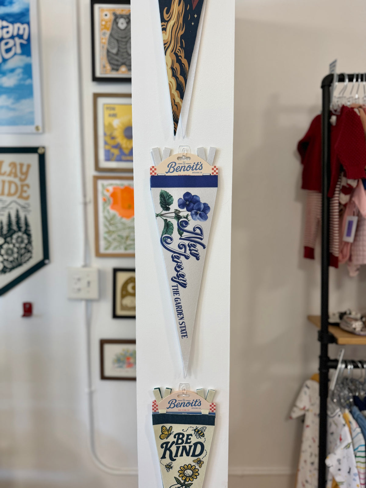 Benoit's Design Co., New Jersey Violets The Garden State mini felt pennant