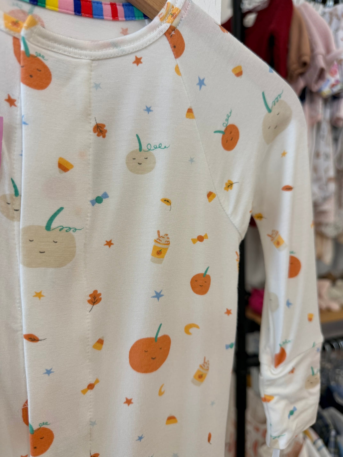9-12 mo, Magnetic Me, White, NEW w/ tags - Pumpkins & PSL magnetic closure coverall/sleeper, convertible