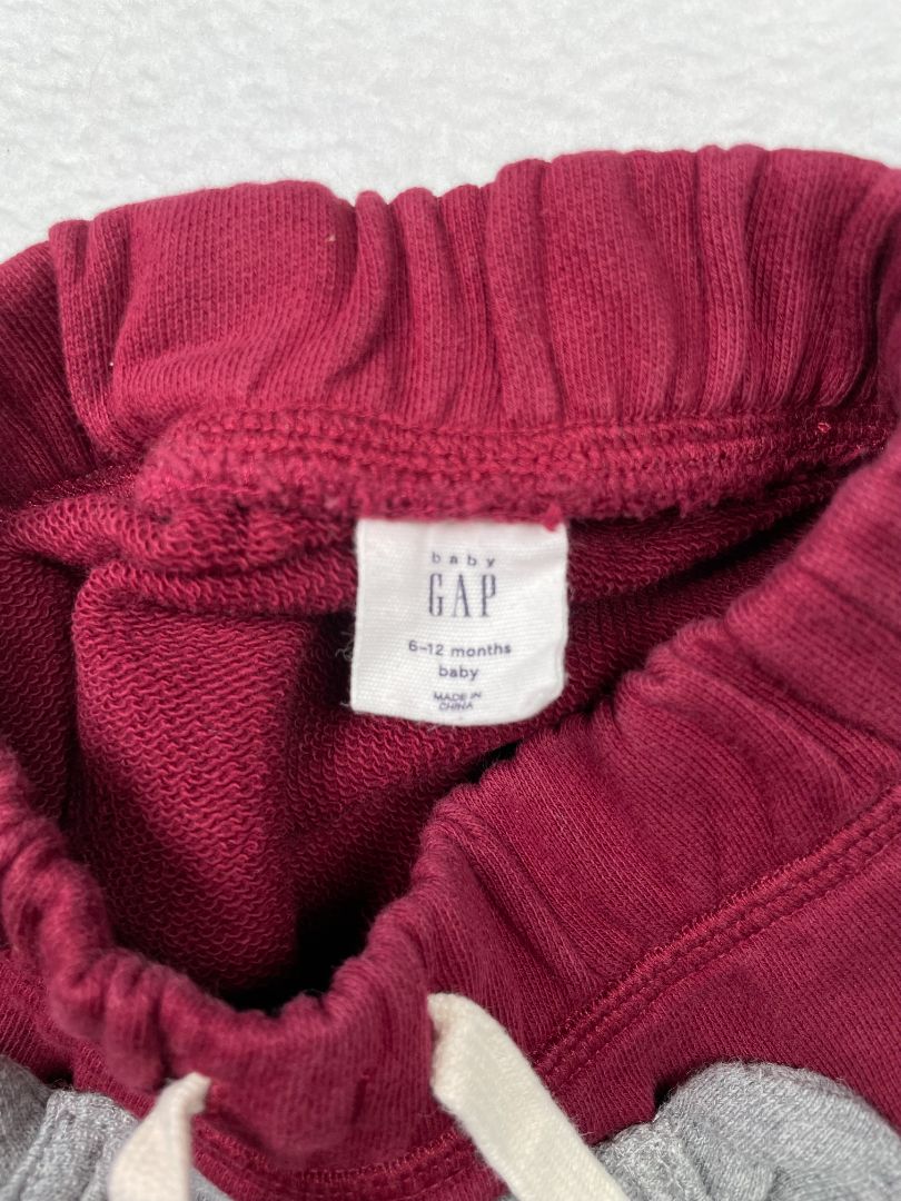 6-12 mo, babyGap, Purple, Bear pouch pull-on pants, decorative tie
