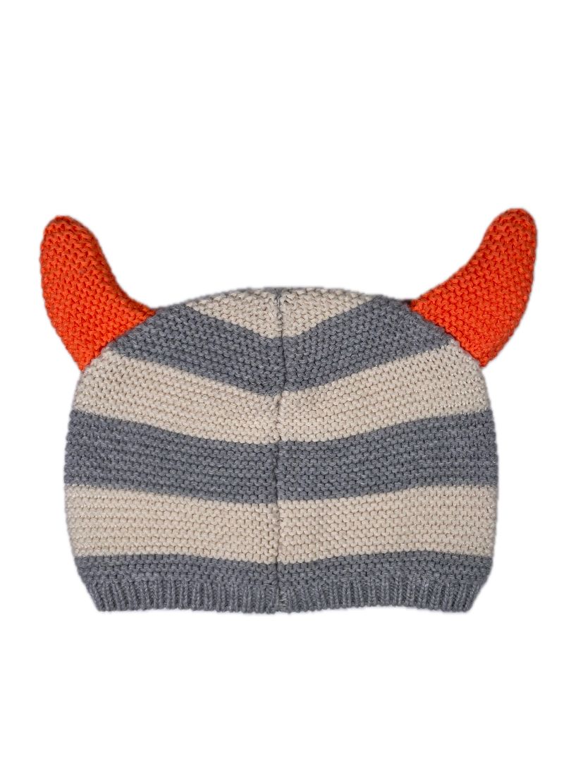 6-12 mo, babyGap, Cream, Knit monster beanie, orange horns