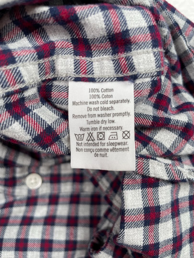18-24 mo Janie and Jack, Grey, Plaid flannel button-up shirt, navy/red square