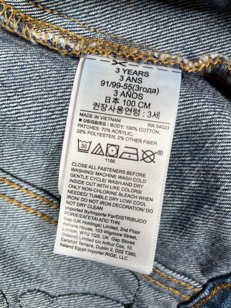 3/3T, babyGap, Blue, Denim jacket, Minnie Mouse appliqué on back