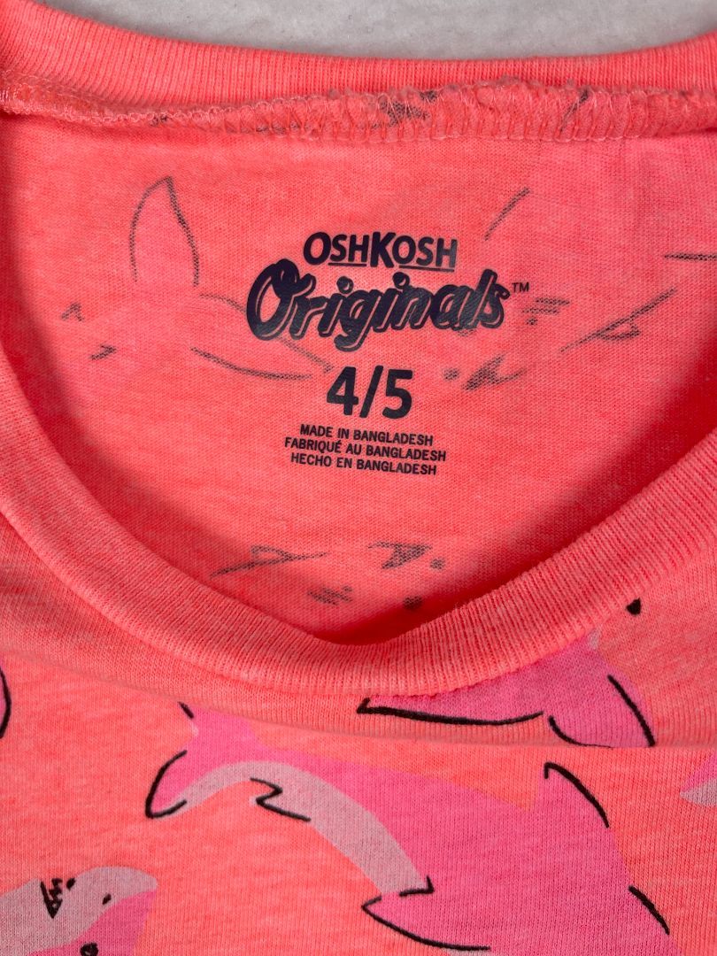 4-5, OshKosh B'Gosh, Pink, Neon shark t-shirt