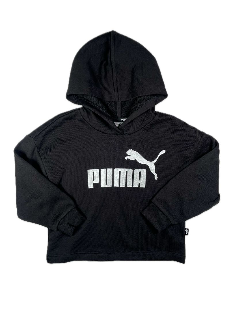 6, PUMA, Black, New w/ tags - Cropped pullover hoodie w/ silver logo