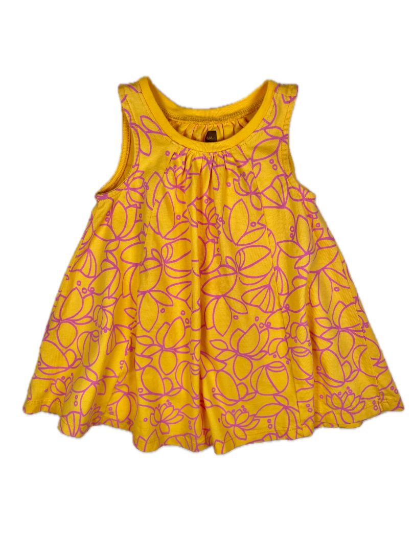 9-12 mo, Tea Collection, Yellow, Sleeveless dress w/ purple flowers