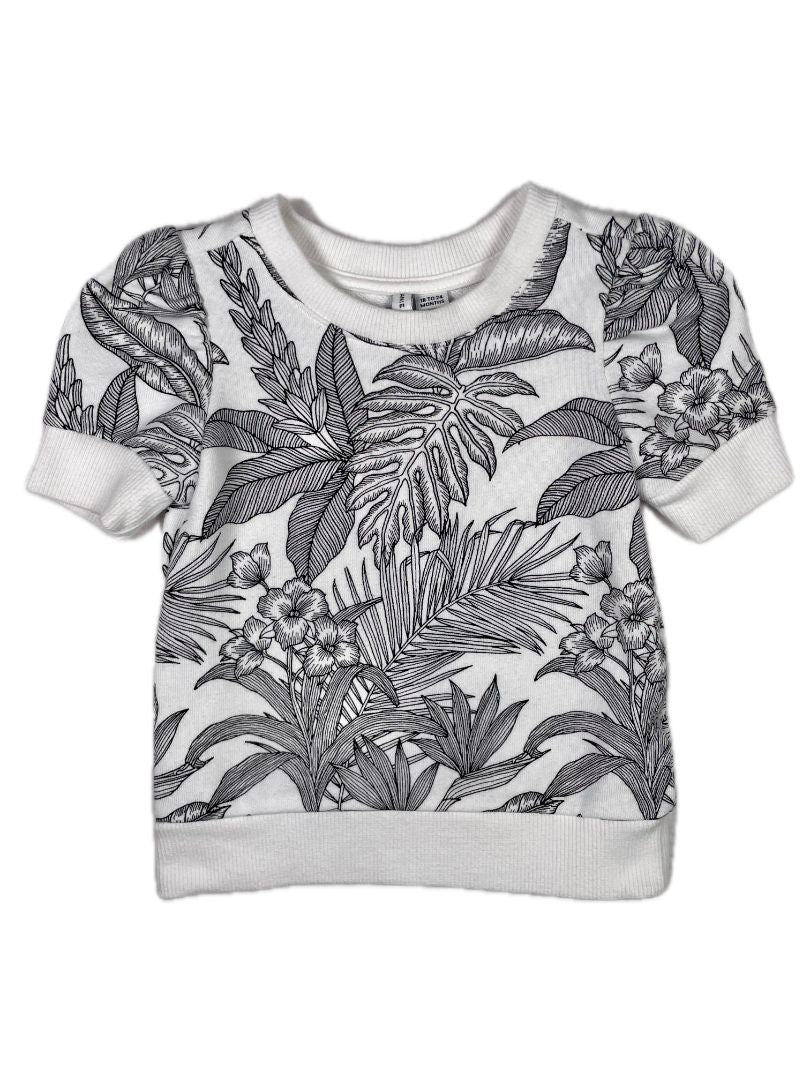 18-24 mo, Janie and Jack, White, Tropical print short-sleeve sweater