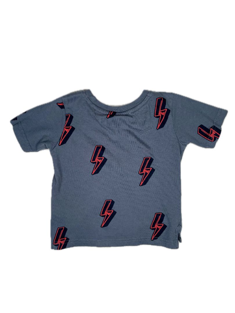 18 mo, Sovereign Code, Blue, Red lightning bolt t-shirt with pocket
