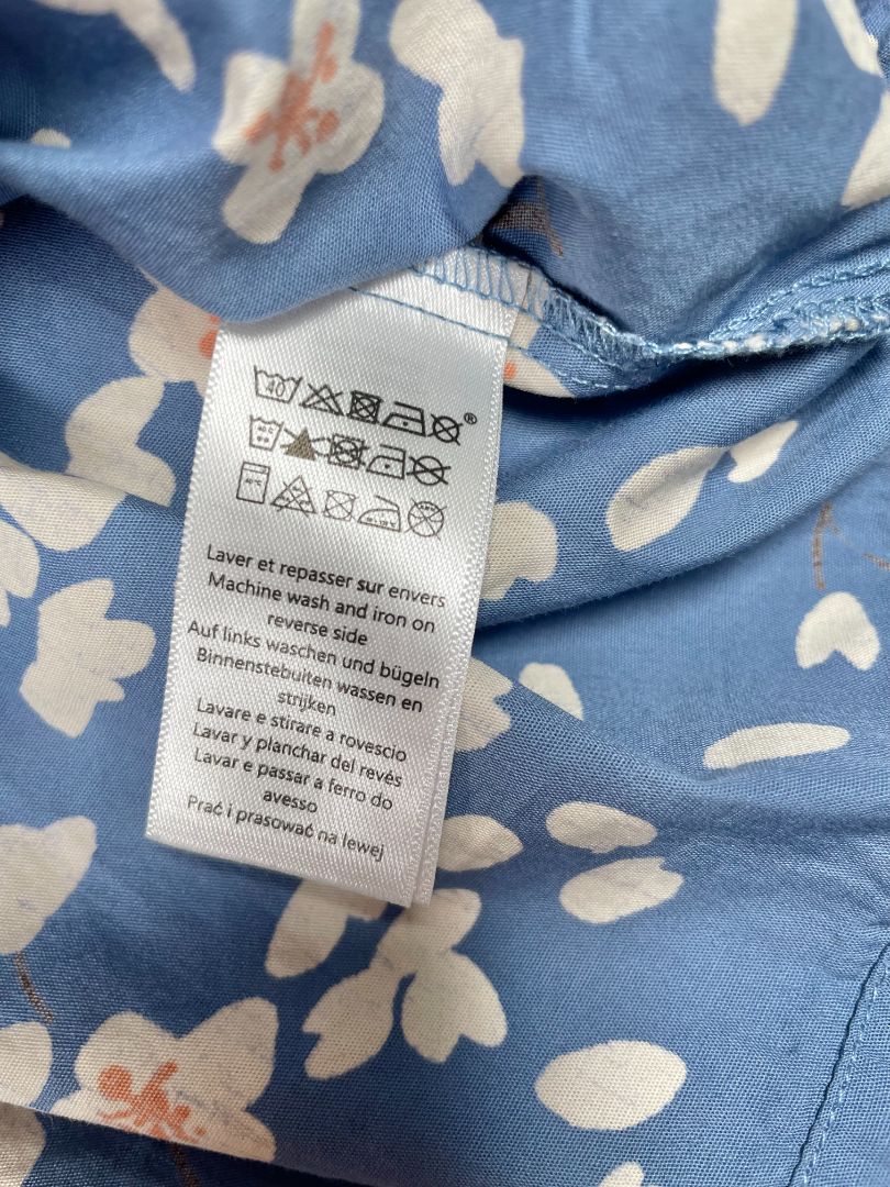 18 mo, Petit Bateau, Blue, Cherry blossom short-sleeve dress, ruffles at chest