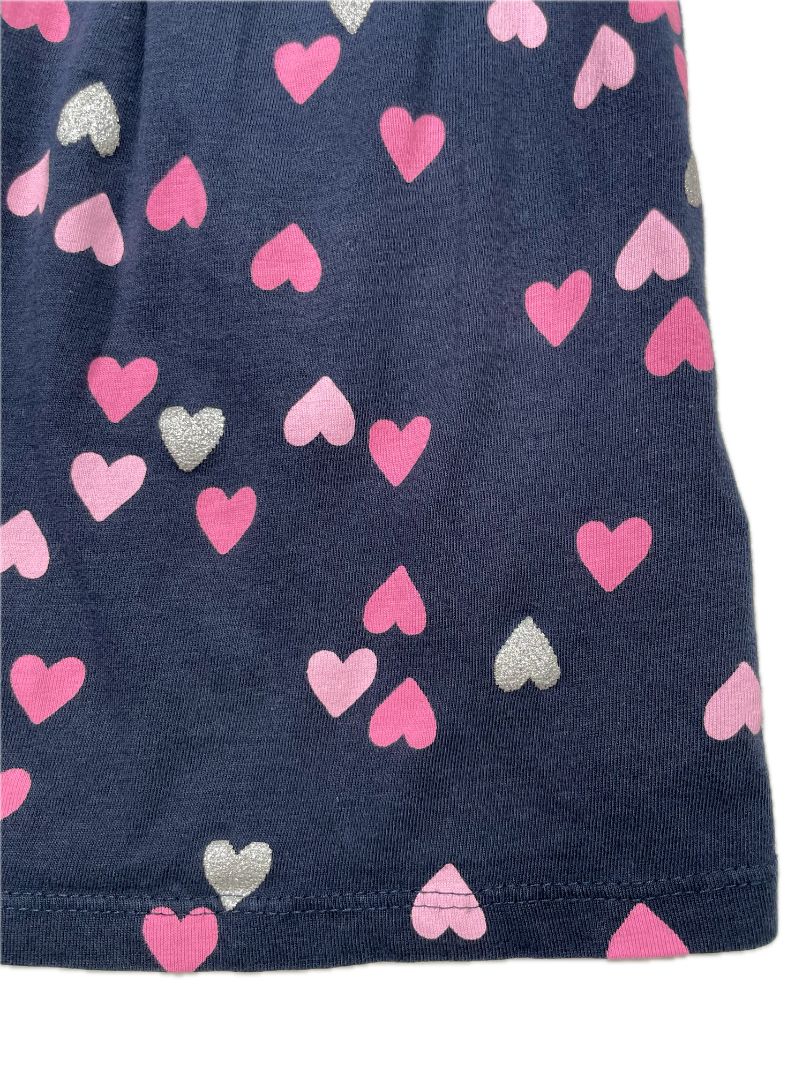 2-4, H&M, Blue, Sleeveless heart print dress, pink/silver