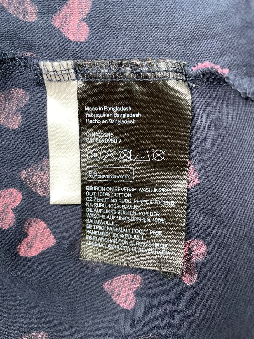2-4, H&M, Blue, Sleeveless heart print dress, pink/silver