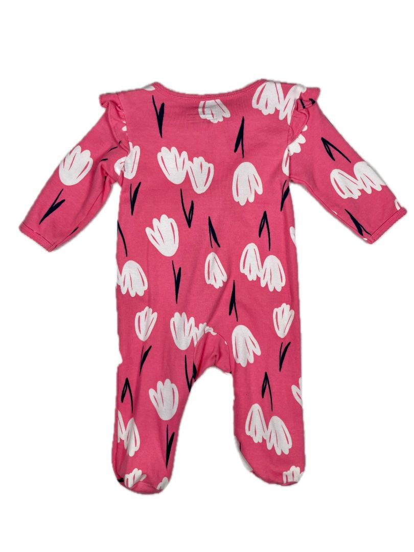 6 mo, Carter's, Pink, Tulip print long-sleeve footed coverall