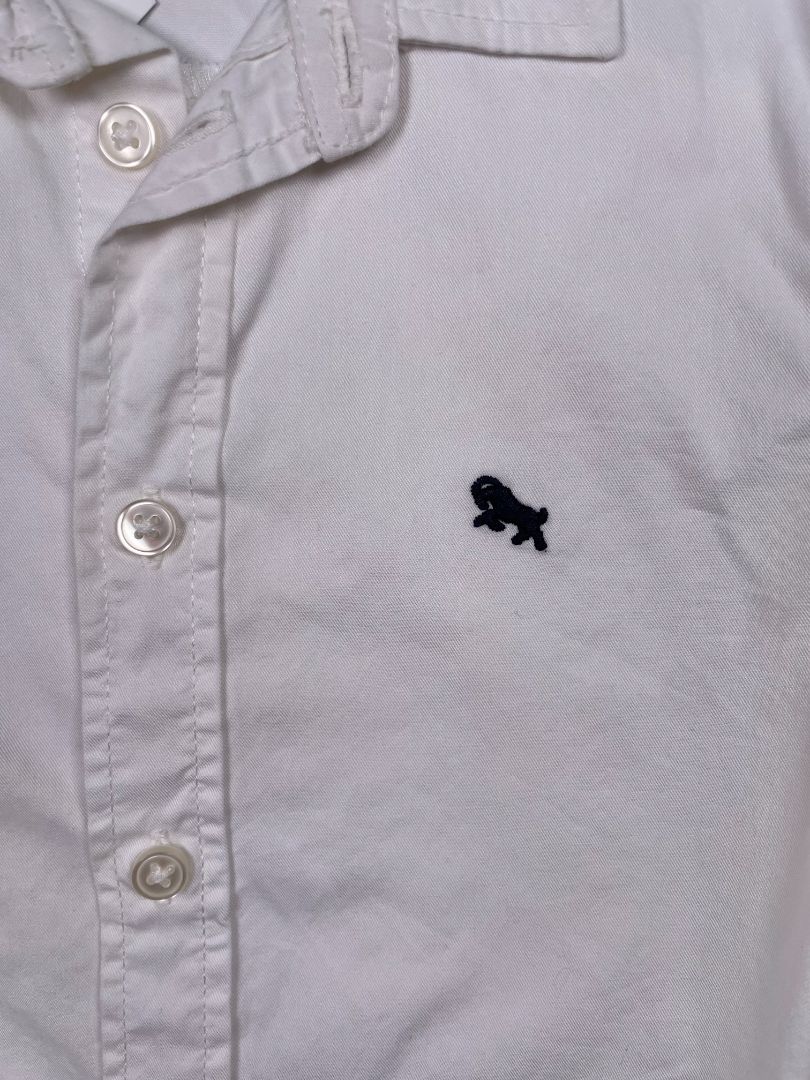 2/2T, H&M, White, Long-sleeve solid button-up shirt, ram emblem