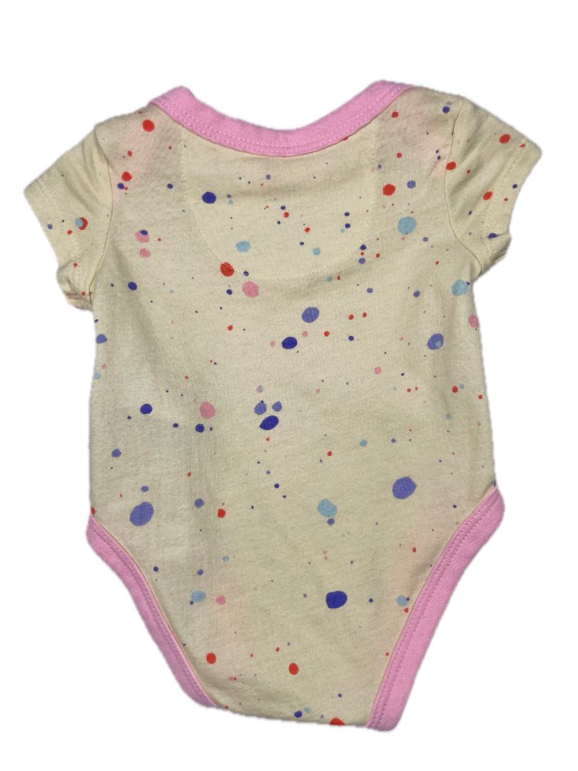 Newborn, Nike, Yellow, Colorful splatter print short-sleeve bodysuit, pink hems