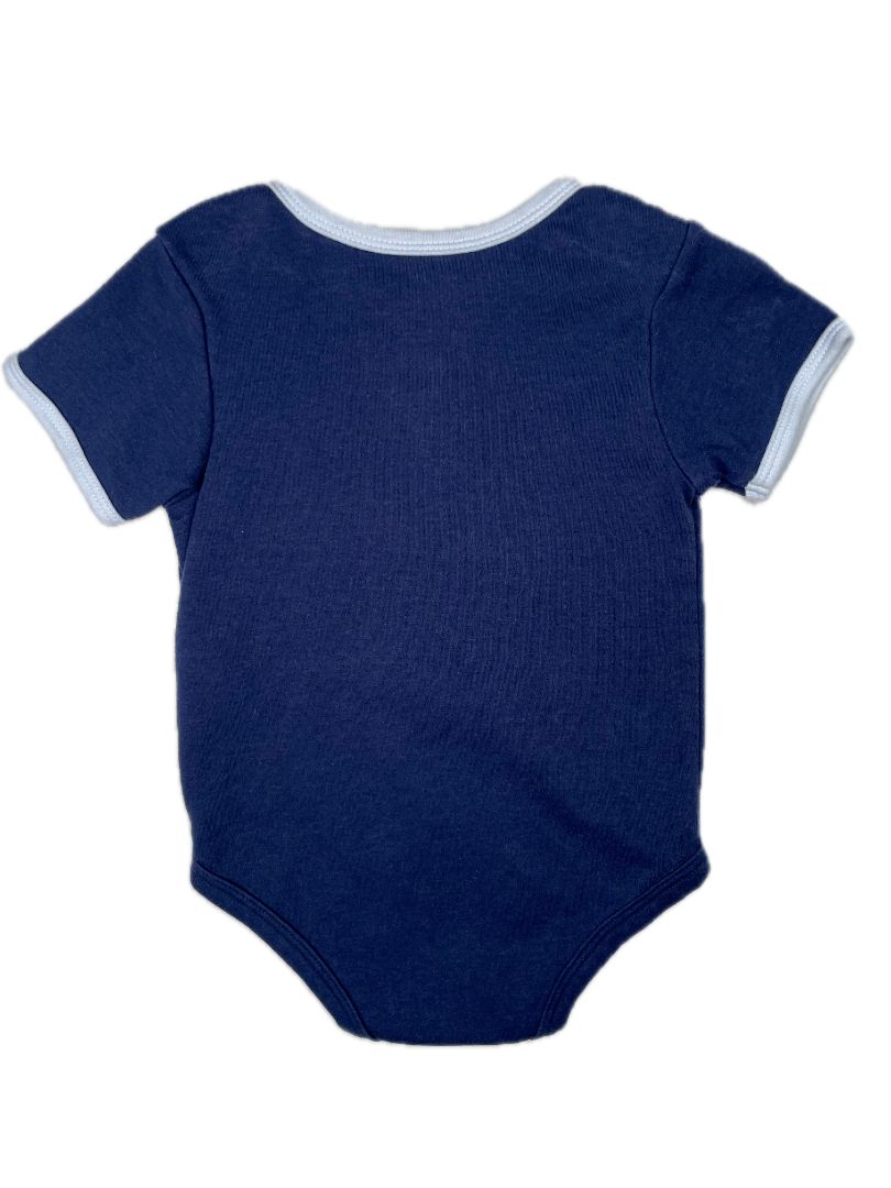 6-9 mo, The Original Peter Rabbit, Blue, Short-sleeve embroidered Peter Rabbit bodysuit, light blue trim