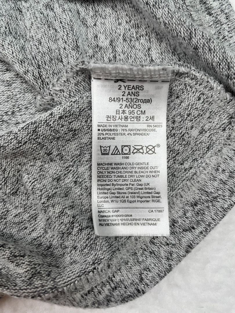2/2T, babyGap, Grey, Heather soft stretch long-sleeve dress w/ ruffles at shoulders