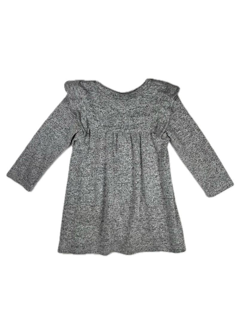 2/2T, babyGap, Grey, Heather soft stretch long-sleeve dress w/ ruffles at shoulders