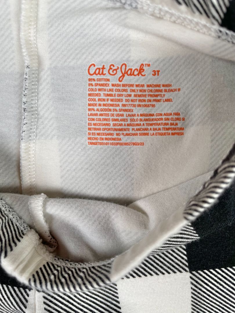 3/3T, Cat & Jack, White, Black large gingham leggings