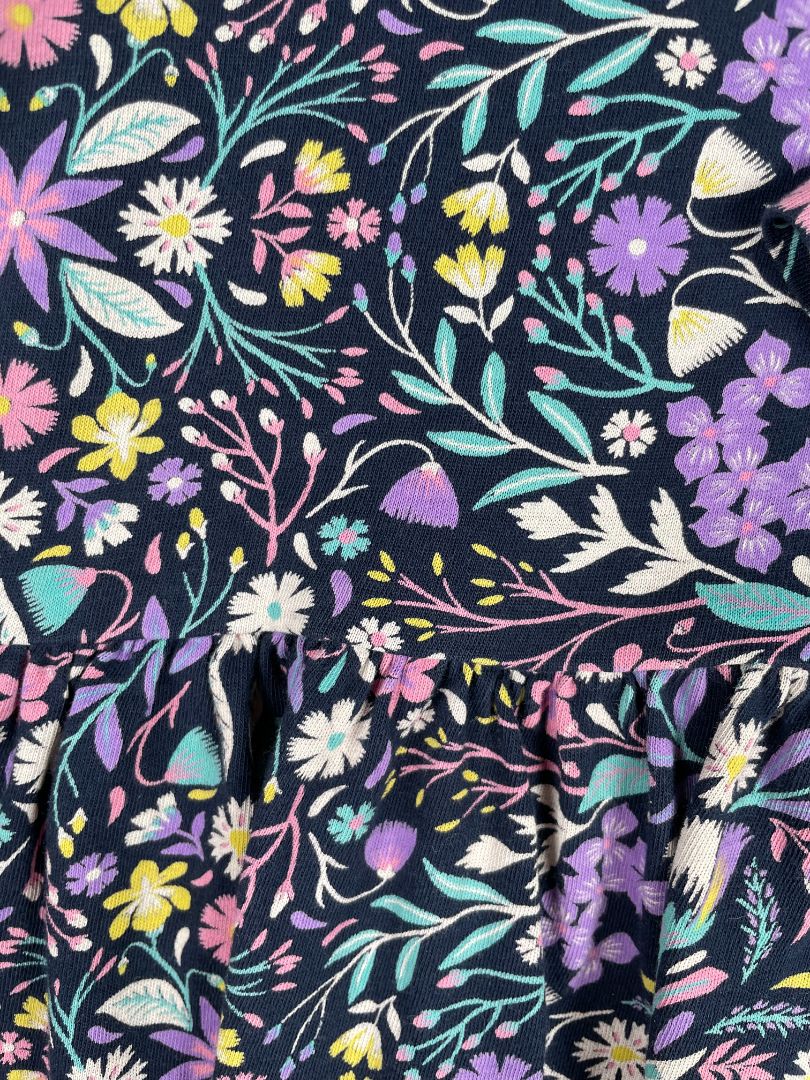 2/2T, babyGap, Blue, Purple floral long-sleeve shirt, peplum/ruffle bottom