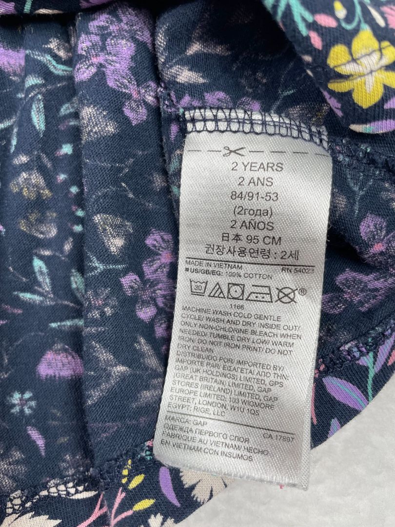 2/2T, babyGap, Blue, Purple floral long-sleeve shirt, peplum/ruffle bottom