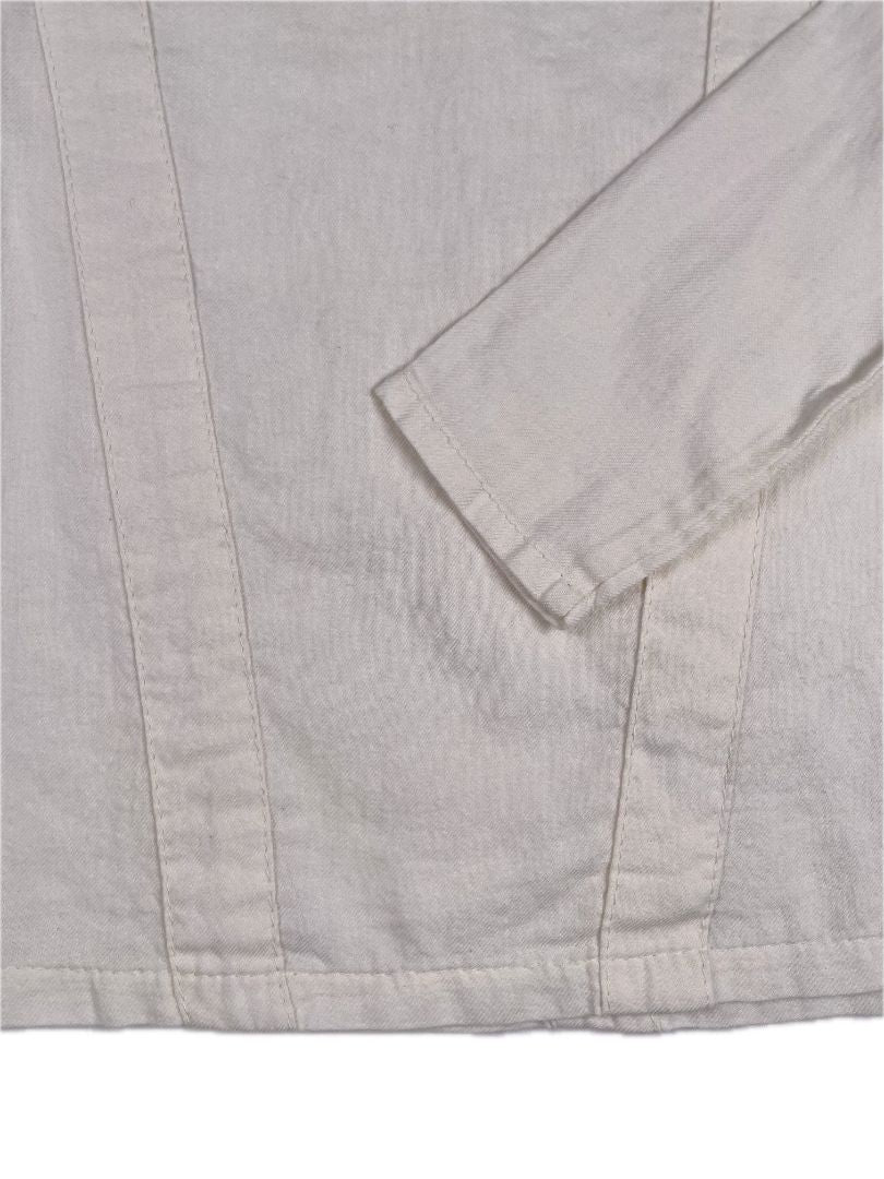 2-3, Mabo, Cream, Long-sleeve cotton blouse, vertical panels/seams, made in USA