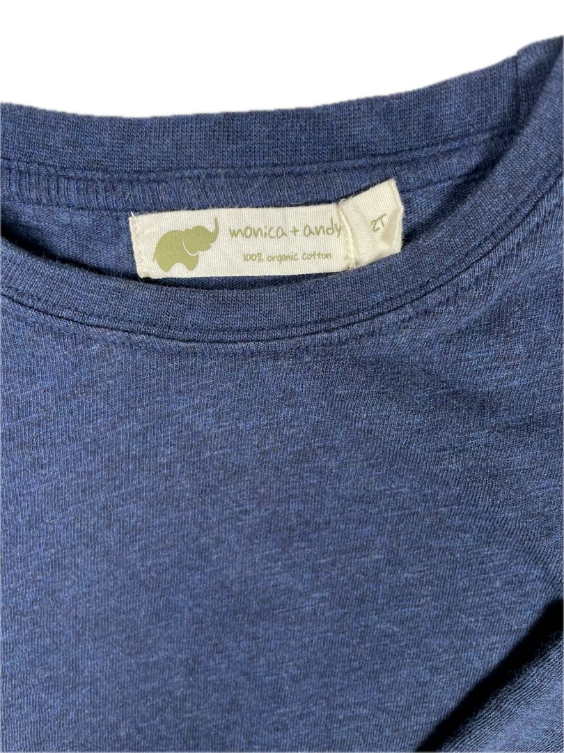 2/2T, Monica + Andy, Blue, Solid long-sleeve shirt, organic cotton