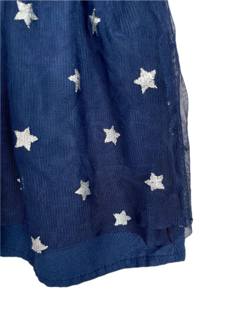 3/3T, Carter's, Blue, Long-sleeve sweatshirt dress w/ silver star tulle skirt