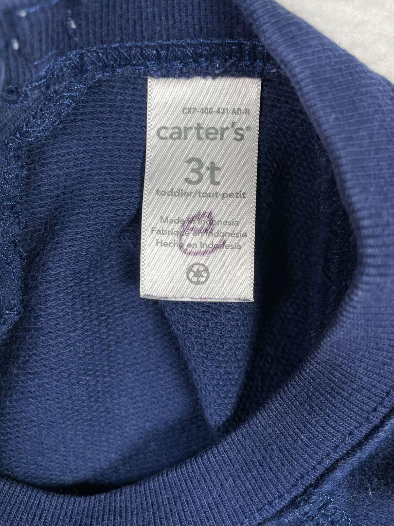 3/3T, Carter's, Blue, Long-sleeve sweatshirt dress w/ silver star tulle skirt