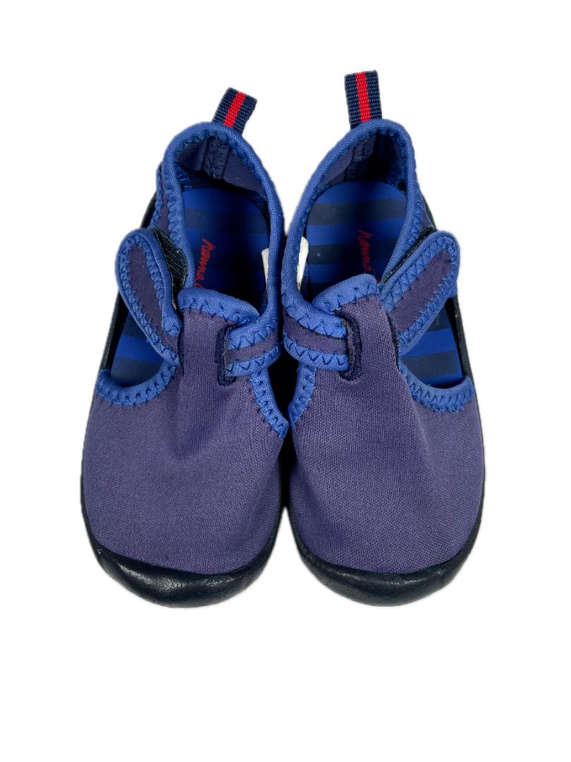 6 mo, Hanna Andersson, Blue, Water shoes, velcro strap, red stripe on back