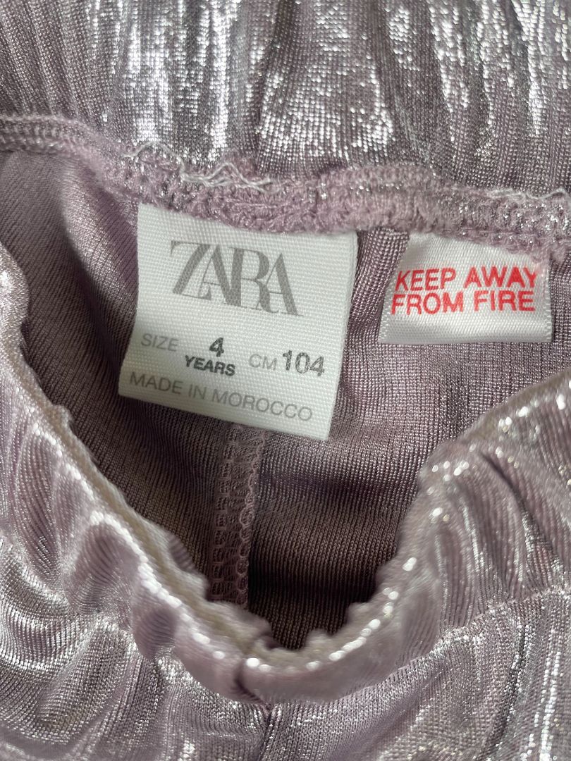 4/4T, Zara, Purple, Metallic lamé leggings