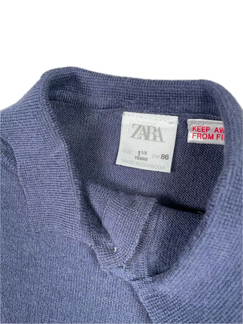 18 mo, Zara, Blue, Collared soft long-sleeve shirt