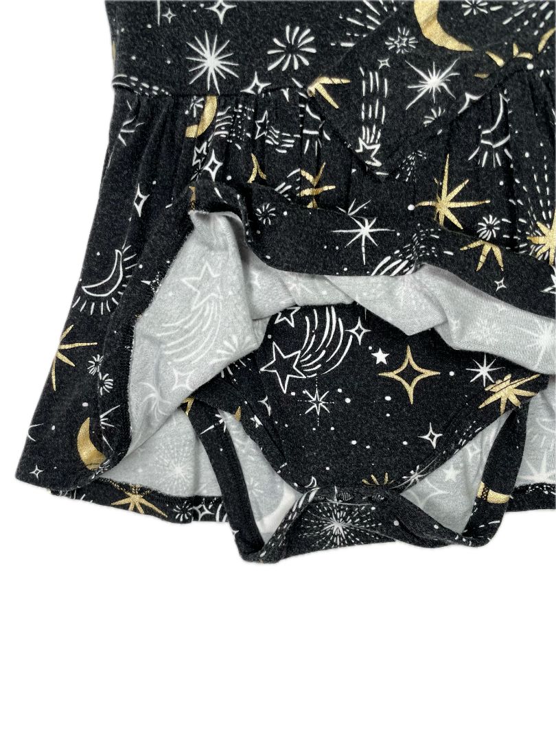 6-12 mo, Play by Little Sleepies, Black, Starry night long-sleeve bamboo skater dress w/ bodysuit