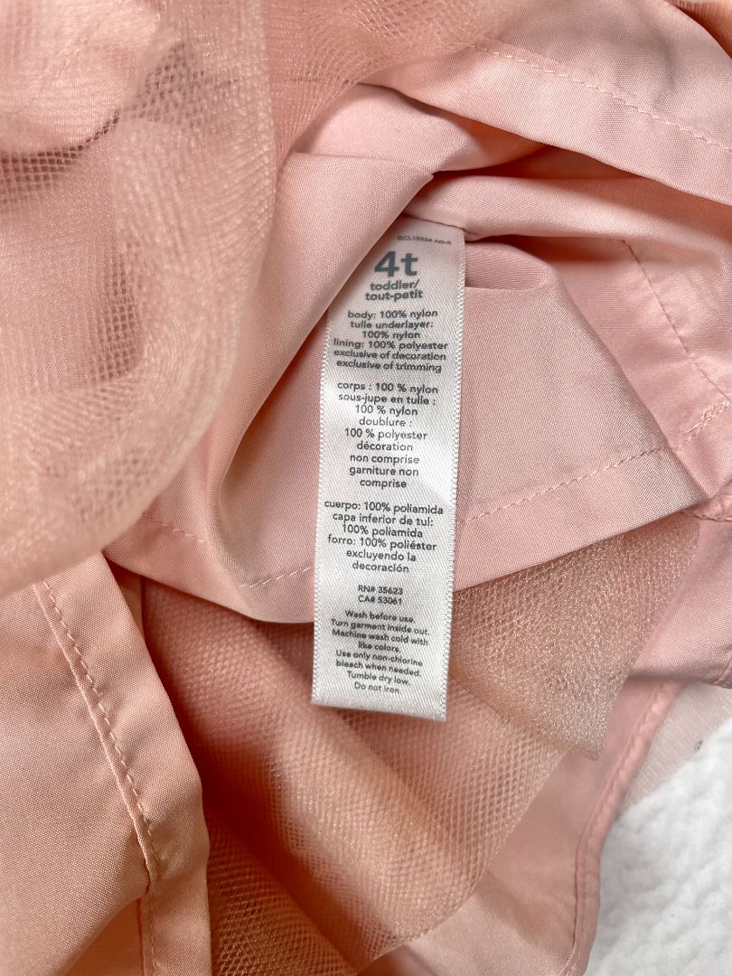 4/4T, Carter's, Pink, Cap sleeve tulle dress w/ gold metallic polka dots