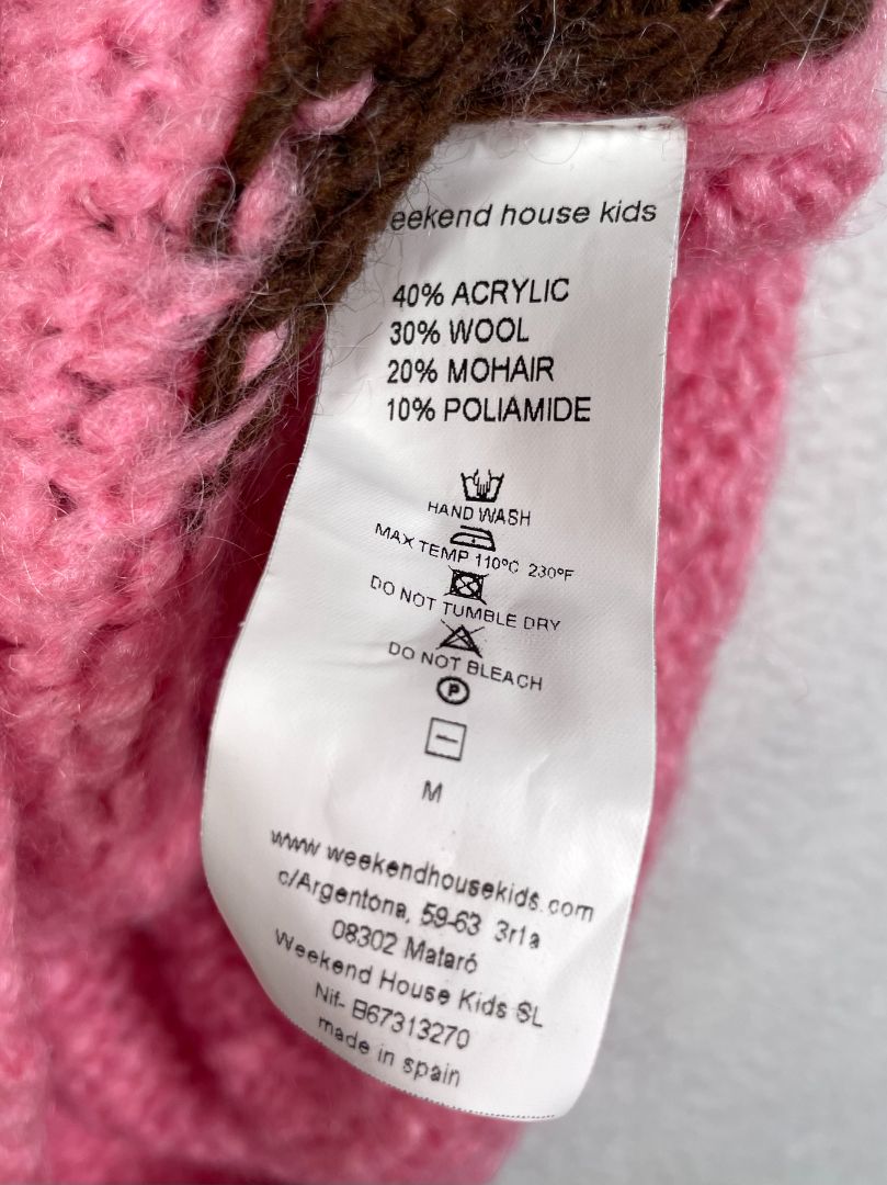 5-6, Weekend House Kids, Pink, Two-tone wool mix sleeveless sweater