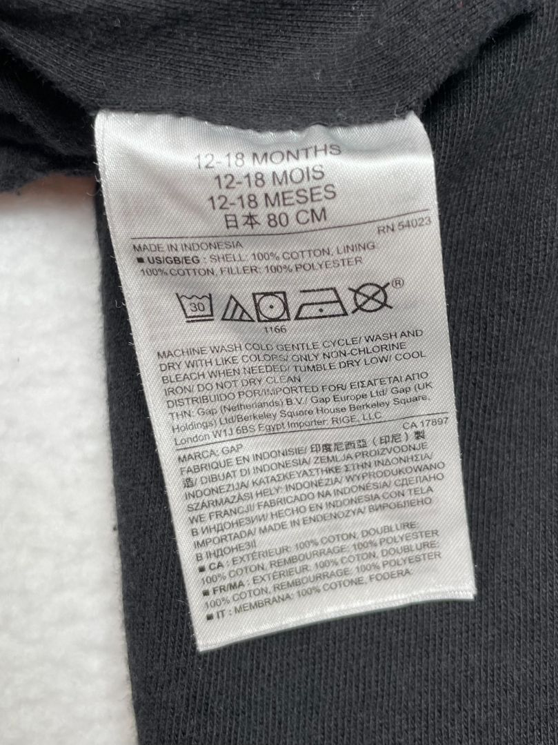12-18 mo, babyGap, Black, Cotton motorcycle jacket