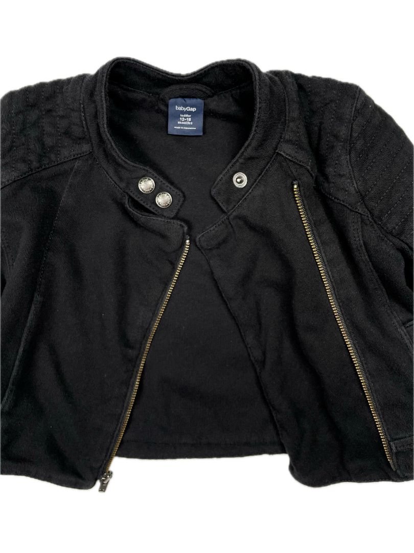 12-18 mo, babyGap, Black, Cotton motorcycle jacket