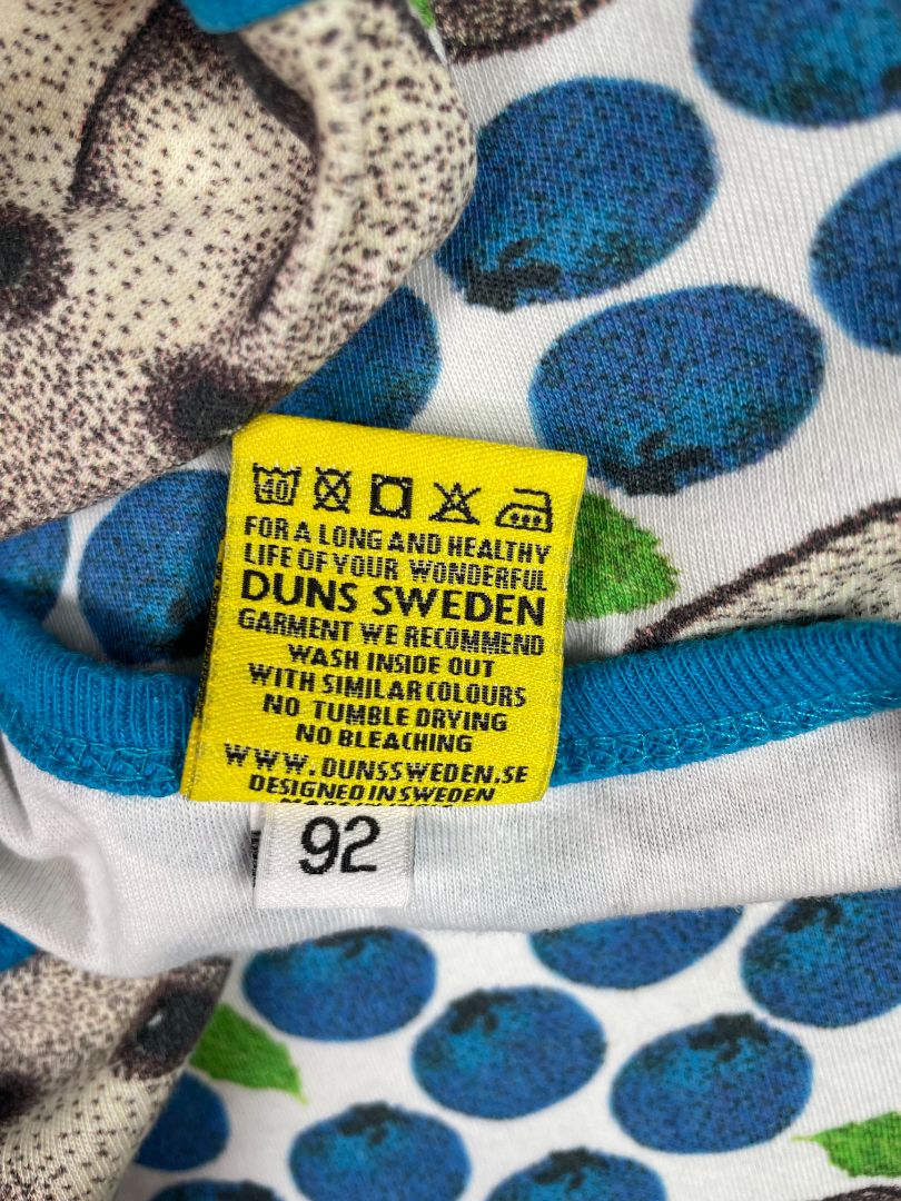18-24 mo, DUNS Sweden, Blue, Blueberries & bears long-sleeve bodysuit