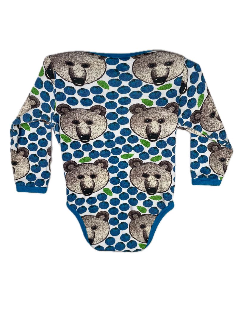 18-24 mo, DUNS Sweden, Blue, Blueberries & bears long-sleeve bodysuit