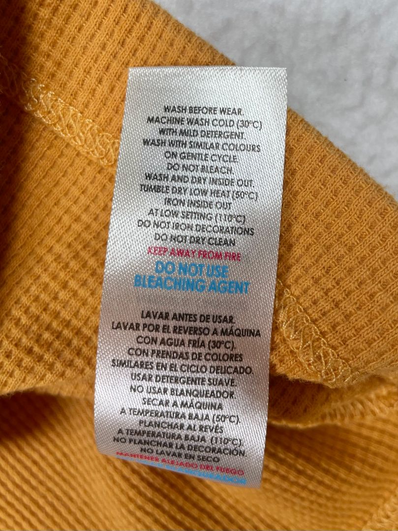 3/3T, Pekkle, Yellow, Waffle knit hooded long-sleeve shirt