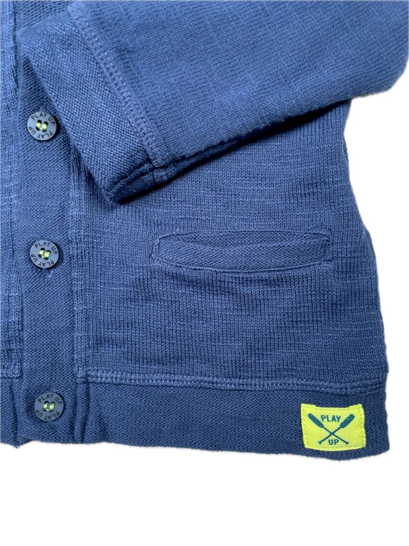 12 mo, Play Up, Blue, Button-up cardigan, green trim
