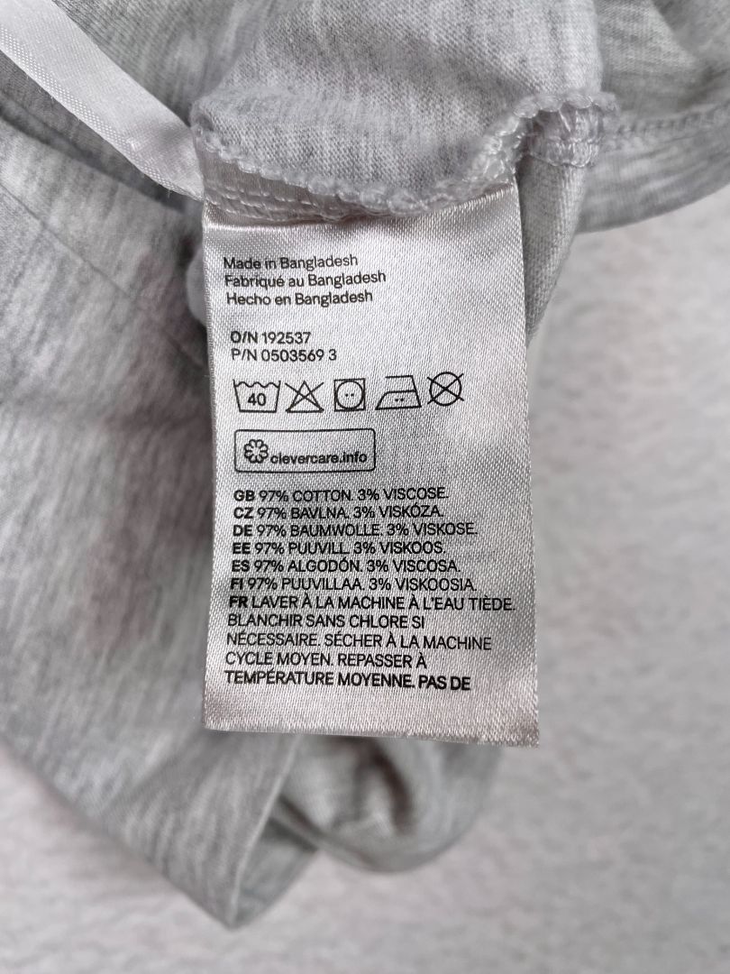 2/2T, H&M, Grey, Basic long-sleeve shirt