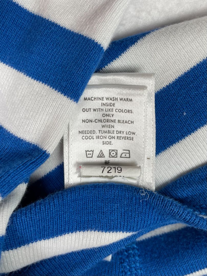 2/2T, Hanna Andersson, White, Blue-striped long-sleeve shirt + pants pajama SET