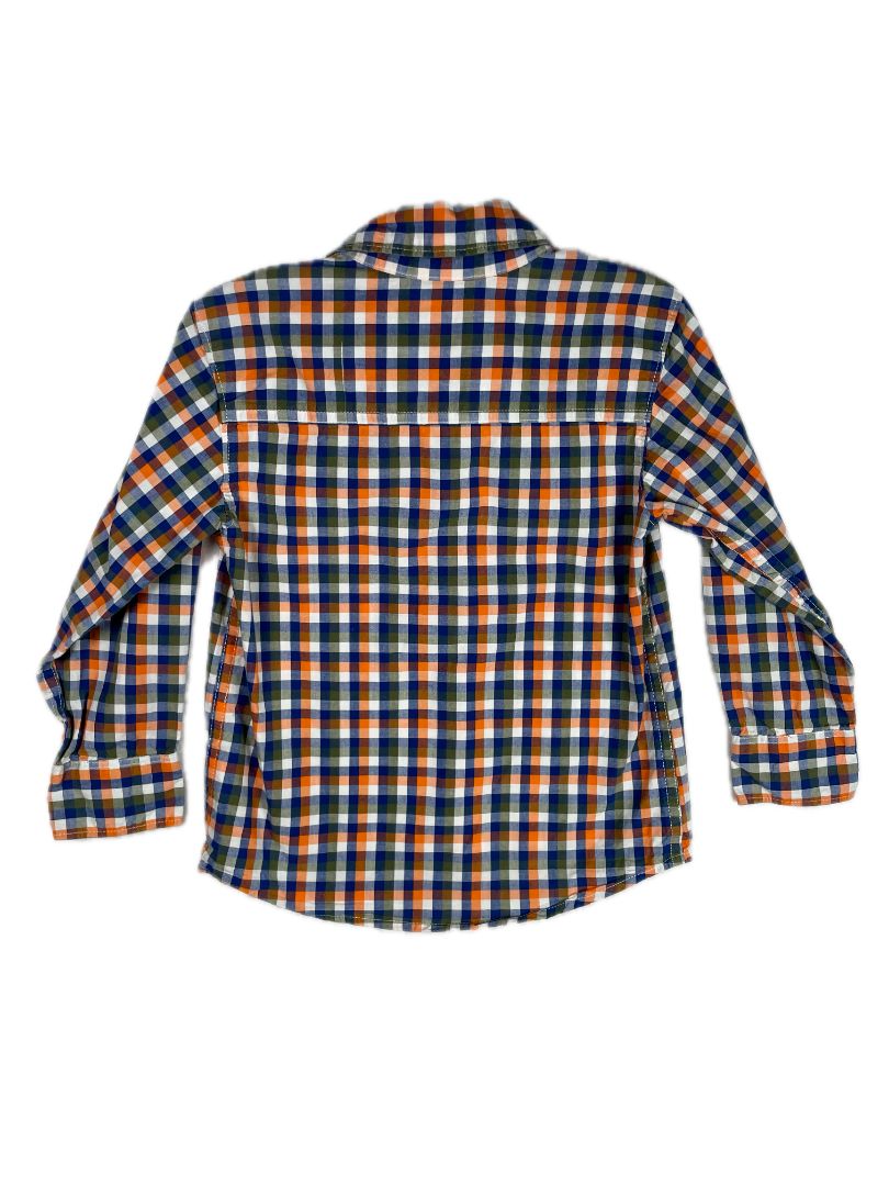 3/3T, Carter's, Orange, Blue/green/white gingham button-up shirt