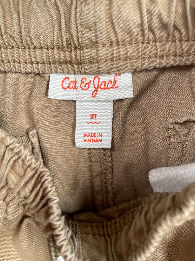 2/2T, Cat & Jack, Brown, Shorts with patterned drawstring