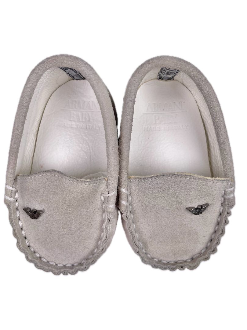 Newborn, Armani, Cream/grey, Suede driving moccasins