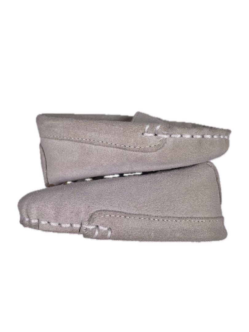 Newborn, Armani, Cream/grey, Suede driving moccasins