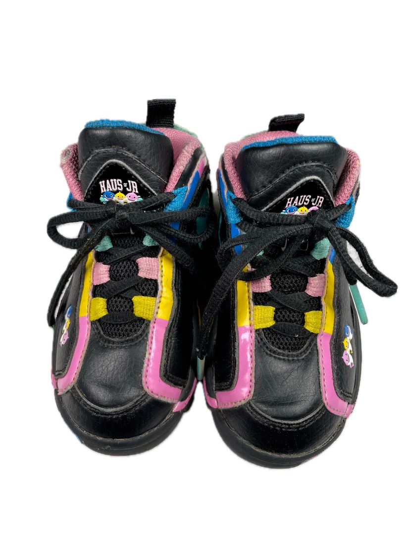 shoes: ~10-11, FILA x Haus of JR, Black, Baby Shark collab sneakers, blue/yellow/pink