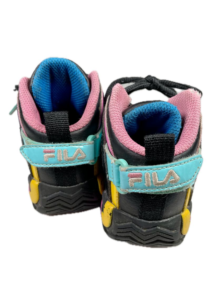 shoes: ~10-11, FILA x Haus of JR, Black, Baby Shark collab sneakers, blue/yellow/pink