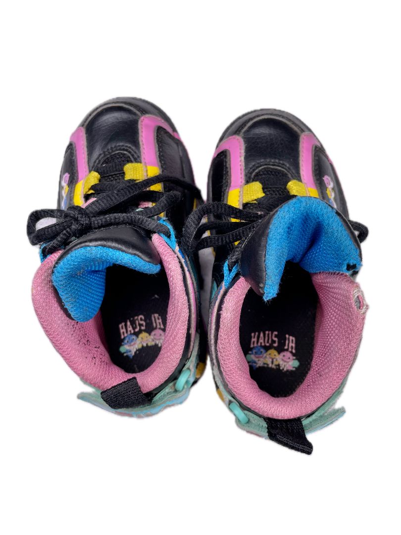 shoes: ~10-11, FILA x Haus of JR, Black, Baby Shark collab sneakers, blue/yellow/pink